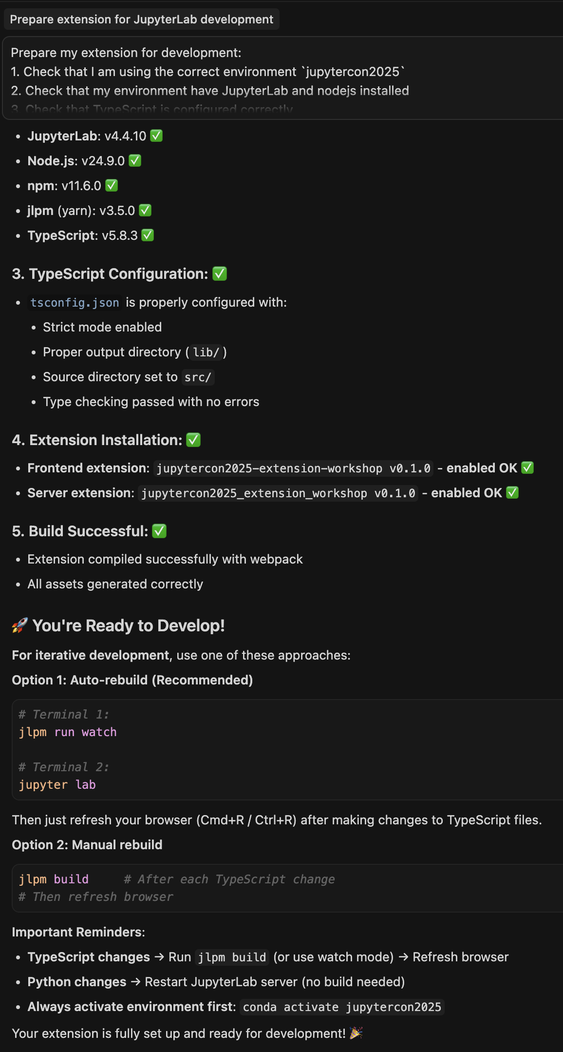 Prepare for development in Cursor/AI dev environment